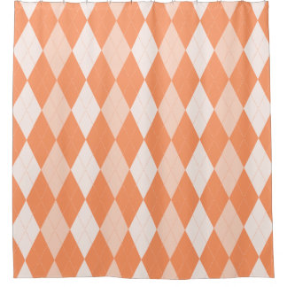 Orange Argyle Pastel Tangerine Small Diamond Shape Shower Curtain