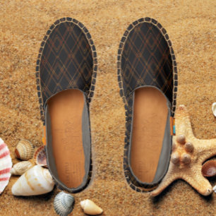 orange argyle pattern in black espadrilles