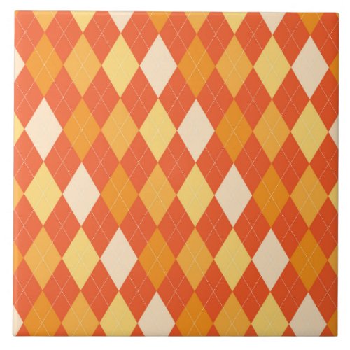 Orange argyle pattern tile