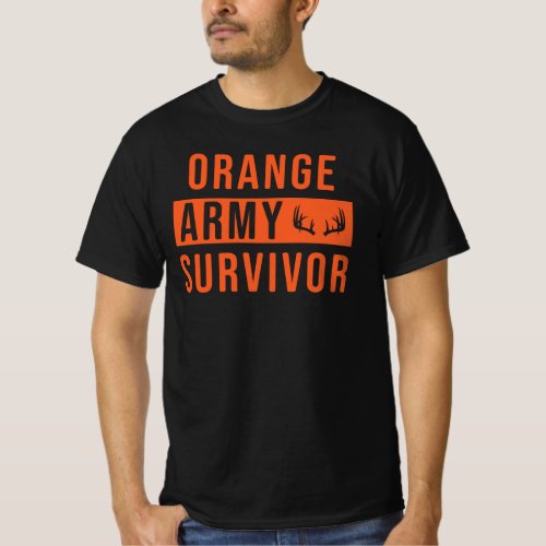 Orange Army Survivor for Shotgun Deer Hunters T_Shirt