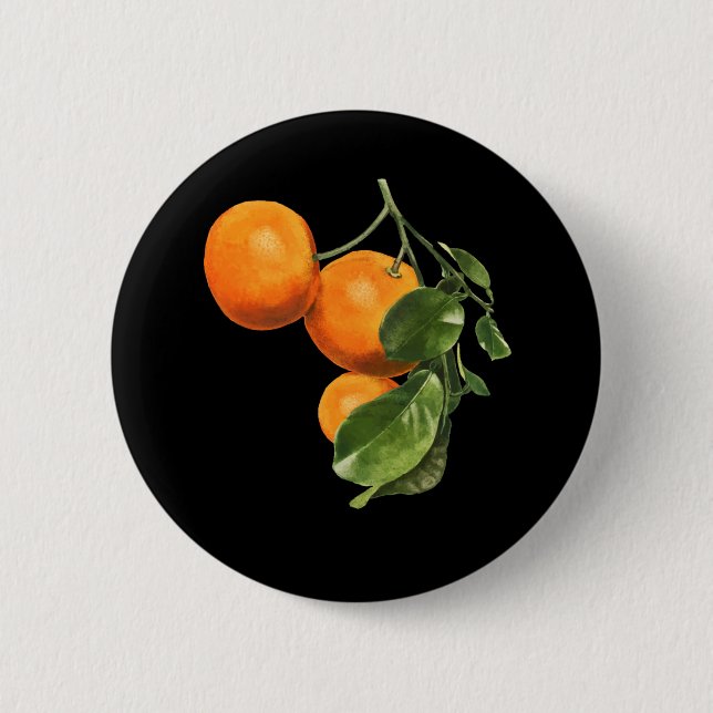 Orange Art Botanical Food Gardener Button (Front)