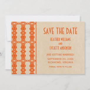 Orange Art Deco Border Save the Date Invite