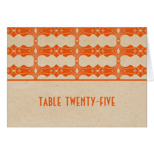 Orange Art Deco Border Table Number Card