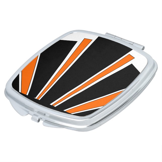 Orange Art Deco Design Compact Mirror (Turned)