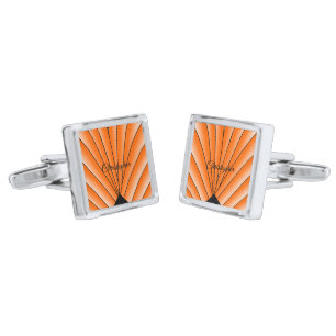Orange Art Deco Design Cufflinks