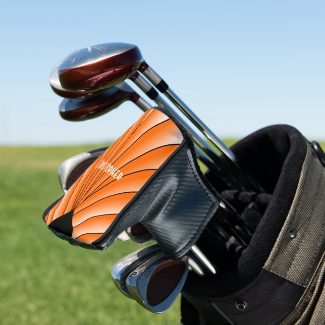Orange Art Deco Design Golf Head Cover (In Situ)