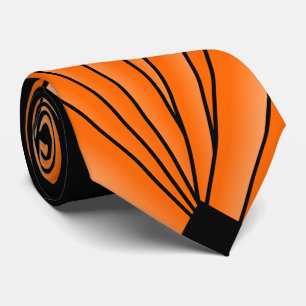 Orange Art Deco Design Neck Tie