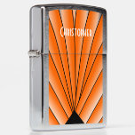 Orange Art Deco Design Zippo Lighter