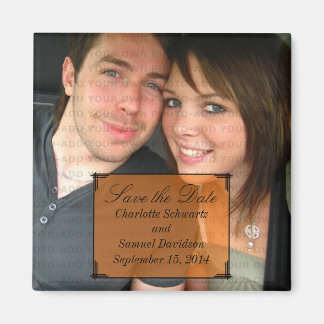 Orange Art Deco Frame Save the Date Magnet