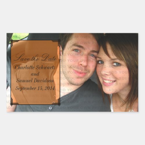 Orange Art Deco Frame Save the Date Stickers