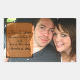 Orange Art Deco Frame Save the Date Stickers