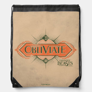 Orange Art Deco Obliviate Spell Graphic Drawstring Bag