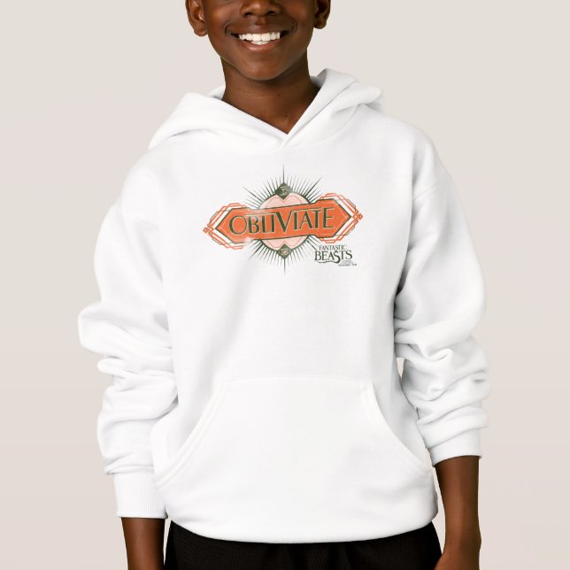 Orange Art Deco Obliviate Spell Graphic Hoodie (Front)