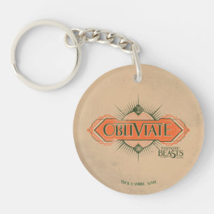 Orange Art Deco Obliviate Spell Graphic Keychain