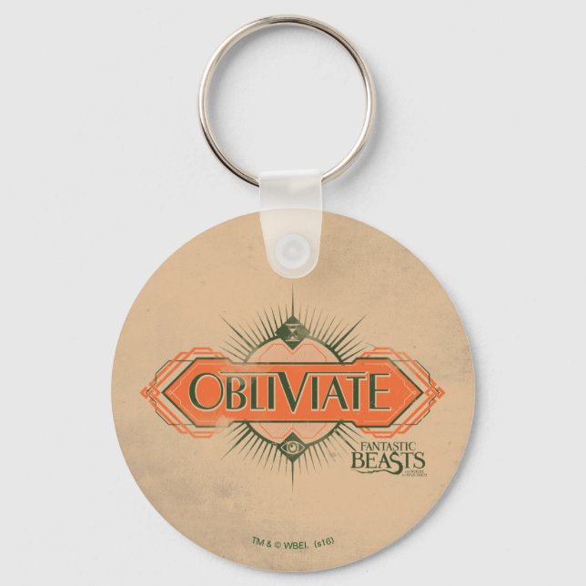 Orange Art Deco Obliviate Spell Graphic Keychain (Front)