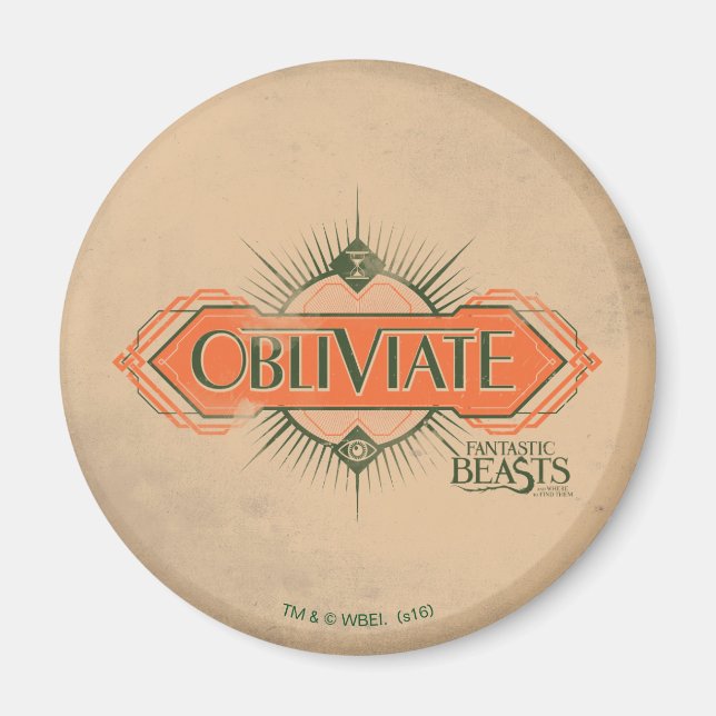 Orange Art Deco Obliviate Spell Graphic Magnet (Front)