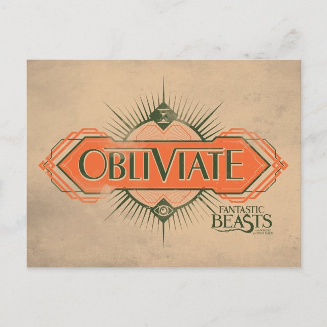 Orange Art Deco Obliviate Spell Graphic Postcard (Front)