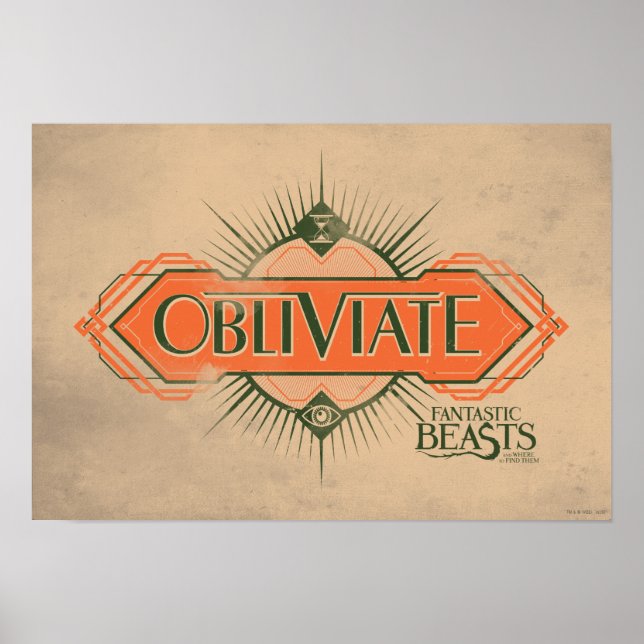 Orange Art Deco Obliviate Spell Graphic Poster (Front)