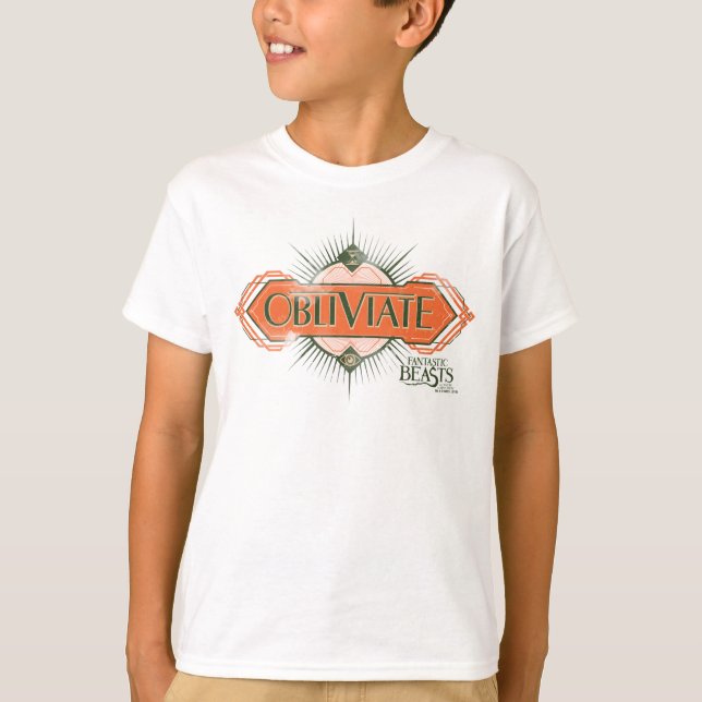 Orange Art Deco Obliviate Spell Graphic T-Shirt (Front)