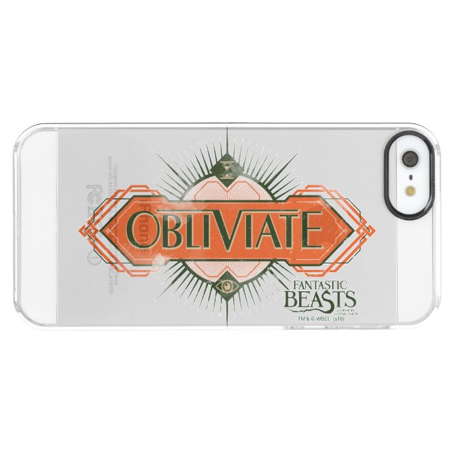 Orange Art Deco Obliviate Spell Graphic Uncommon iPhone Case (Back Horizontal)