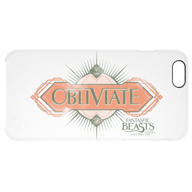 Orange Art Deco Obliviate Spell Graphic Uncommon iPhone Case (Back Horizontal)