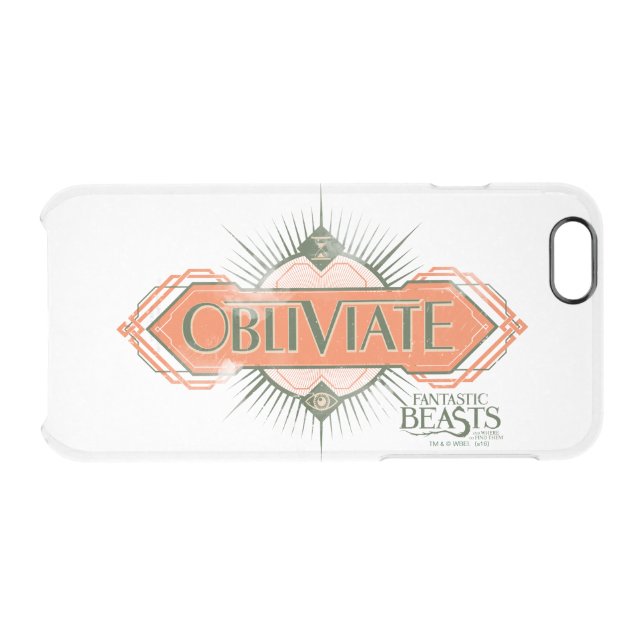 Orange Art Deco Obliviate Spell Graphic Uncommon iPhone Case (Back Horizontal)