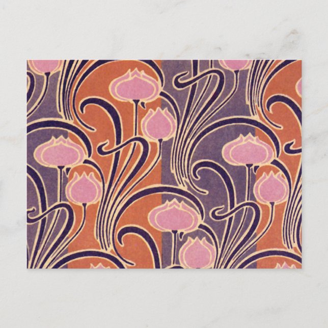 Orange Art Deco Pattern Postcard (Front)