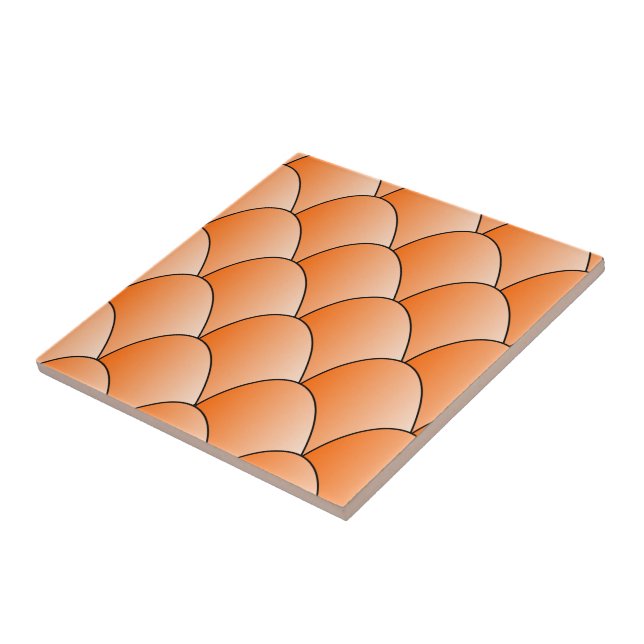 Orange Art Nouveau Design Ceramic Tile (Side)