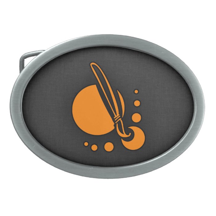 Orange Artist Paintbrush Oval Belt Buckles