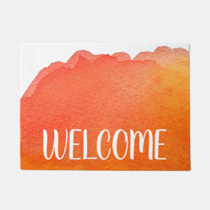 Orange arty watercolor theme welcome mat