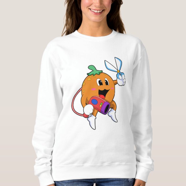 Orange as Hairdresser with Scissors & Hair dryer Sweatshirt (Front)