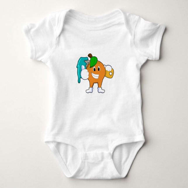 Orange as Painter with Paint brush Baby Bodysuit (Front)