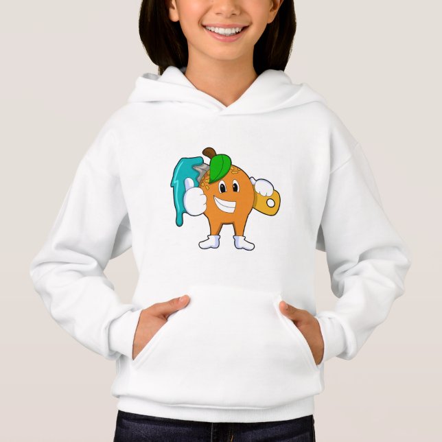 Orange as Painter with Paint brush Hoodie (Front)
