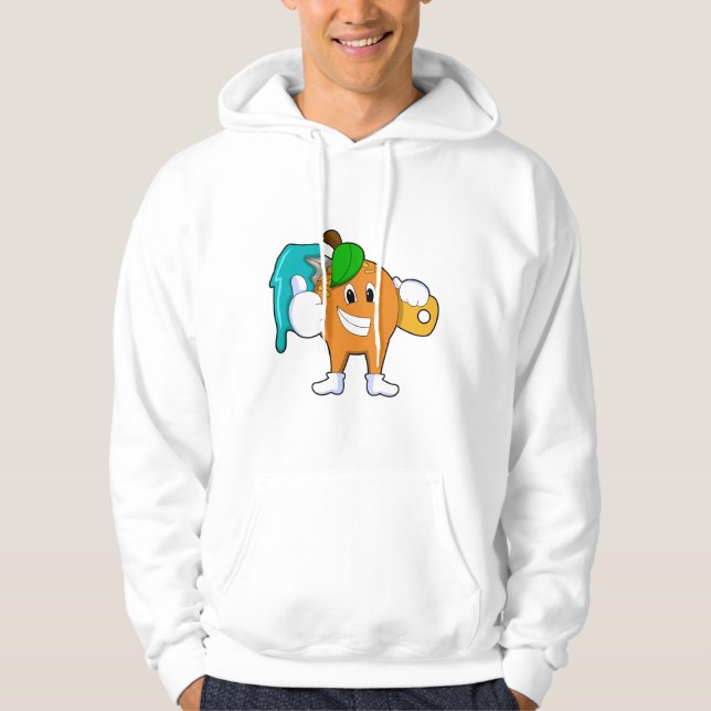 Orange as Painter with Paint brush Hoodie (Front)
