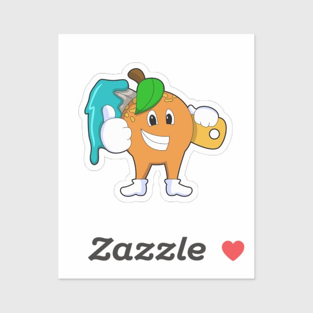 Orange as Painter with Paint brush Sticker (Sheet)