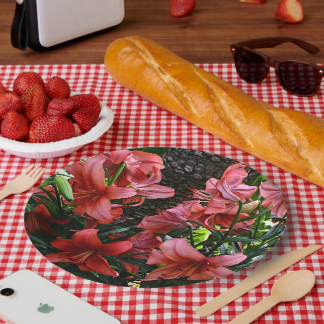 Orange Asiatic Lilies Floral Paper Plates (Picnic)