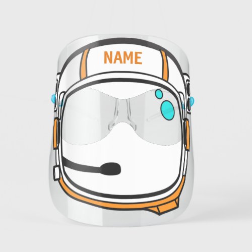 Orange Astronaut Helmet _ Add Your Name  Text _ Kids Face Shield