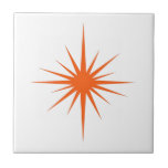 Orange Atomic Starburst Mid-century Modern Ceramic Tile<br><div class="desc">This mid century modern ceramic tile features a bold orange atomic starburst,  which will make a fantastic addition to your tiling project.</div>