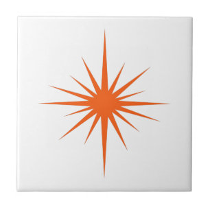 Orange Atomic Starburst Mid-century Modern Ceramic Tile
