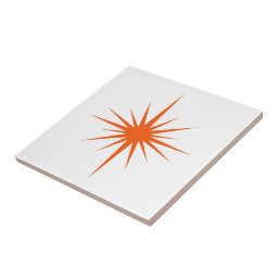Orange Atomic Starburst Mid-century Modern Ceramic Tile