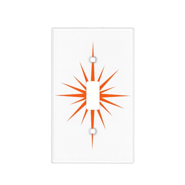 Orange Atomic Starburst Mid Century Modern Retro Light Switch Cover (Front)