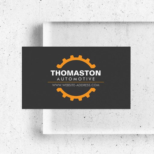 Customizable Orange Automotive Gear Auto Repair, Mechanic Business Card