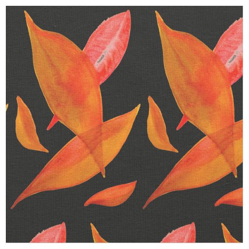 Orange Autumn Fall seasonal leaf art Fabric