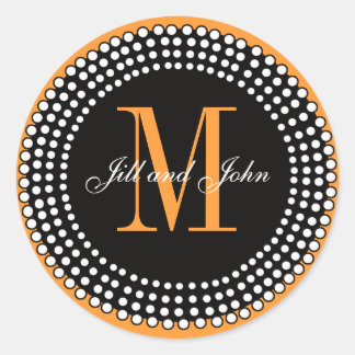 Orange Autumn Fall Wedding Monogram Label