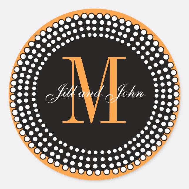 Orange Autumn Fall Wedding Monogram Label (Front)