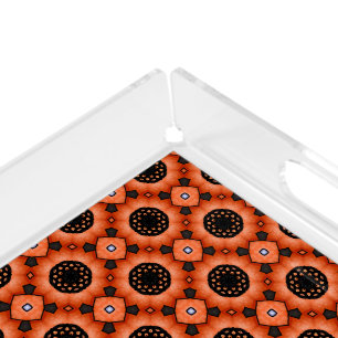 Orange Autumn Flower Acrylic Tray