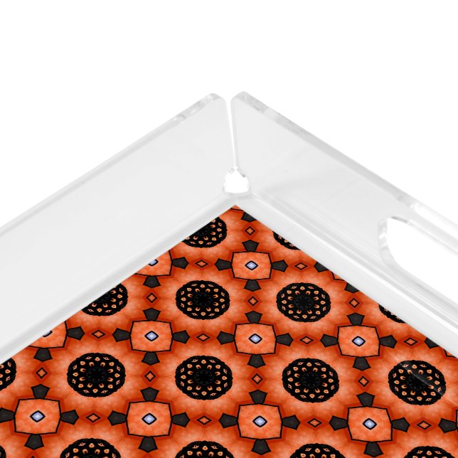 Orange Autumn Flower Acrylic Tray (Corner)