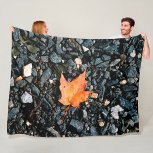 Orange Autumn Leaf Fleece Blanket