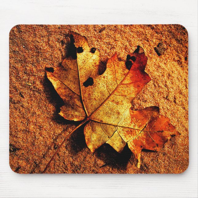 Orange Autumn Leaf Mousepad (Front)