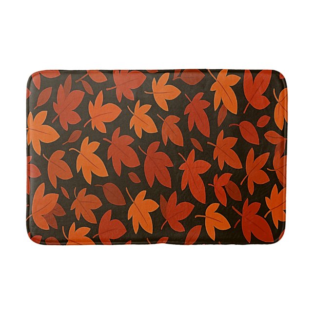 Orange Autumn Leaves Bath Mat (Front)